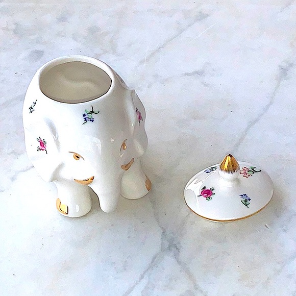 GRACE’S TEAWARE CREAMER & SUGAR BOWL SET ELEPHANT FLOWERS GOLD TRIM - Picture 9 of 14